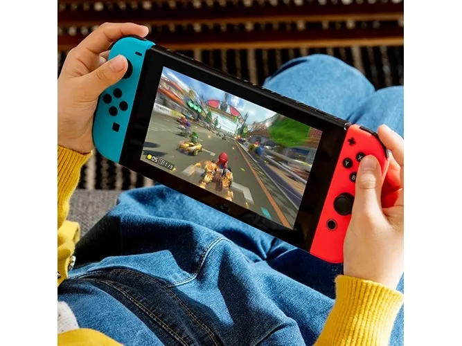 Nintendo Switch with Neon Blue and Neon Red Joy-Con - Spilkonsol - Full HD - sort, neonrød, neonblå