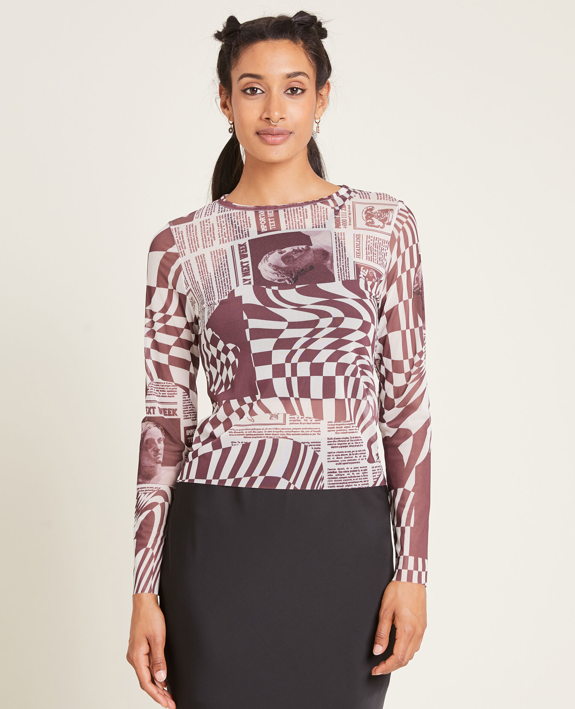 Top en maille transparente - Blanc