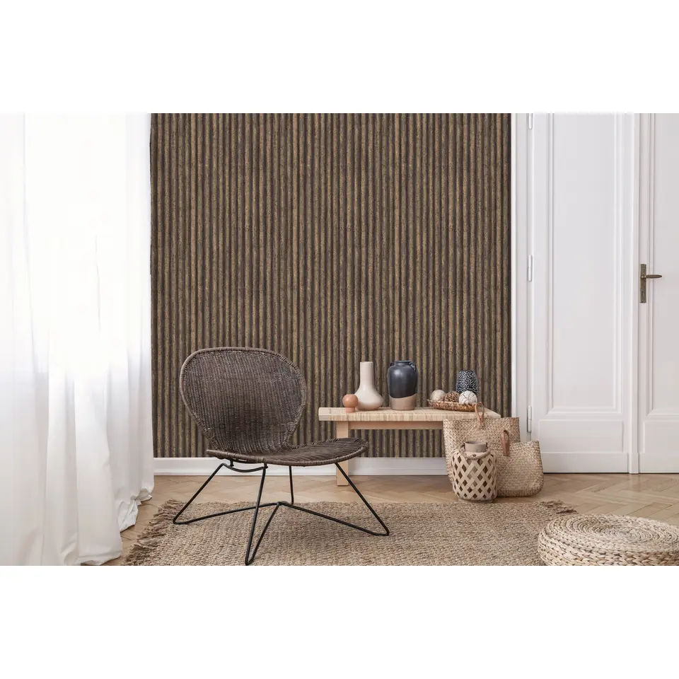 Dutch Wallcoverings - Horizons golfplaat bruin - 0,53x10,05m