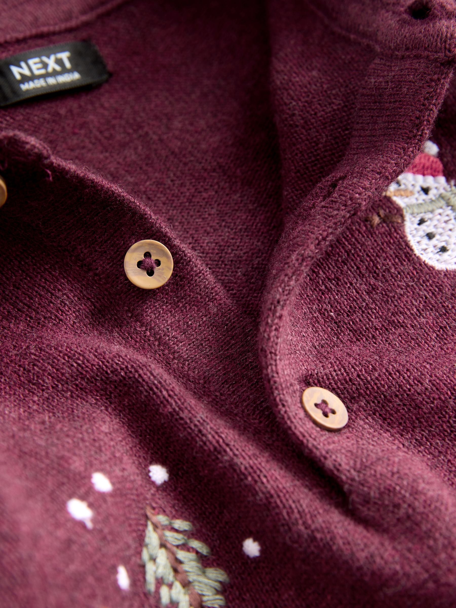 Paarsblauw - Gebreid Kerstmis Poloshirt met borduursel (3mnd -7jr)