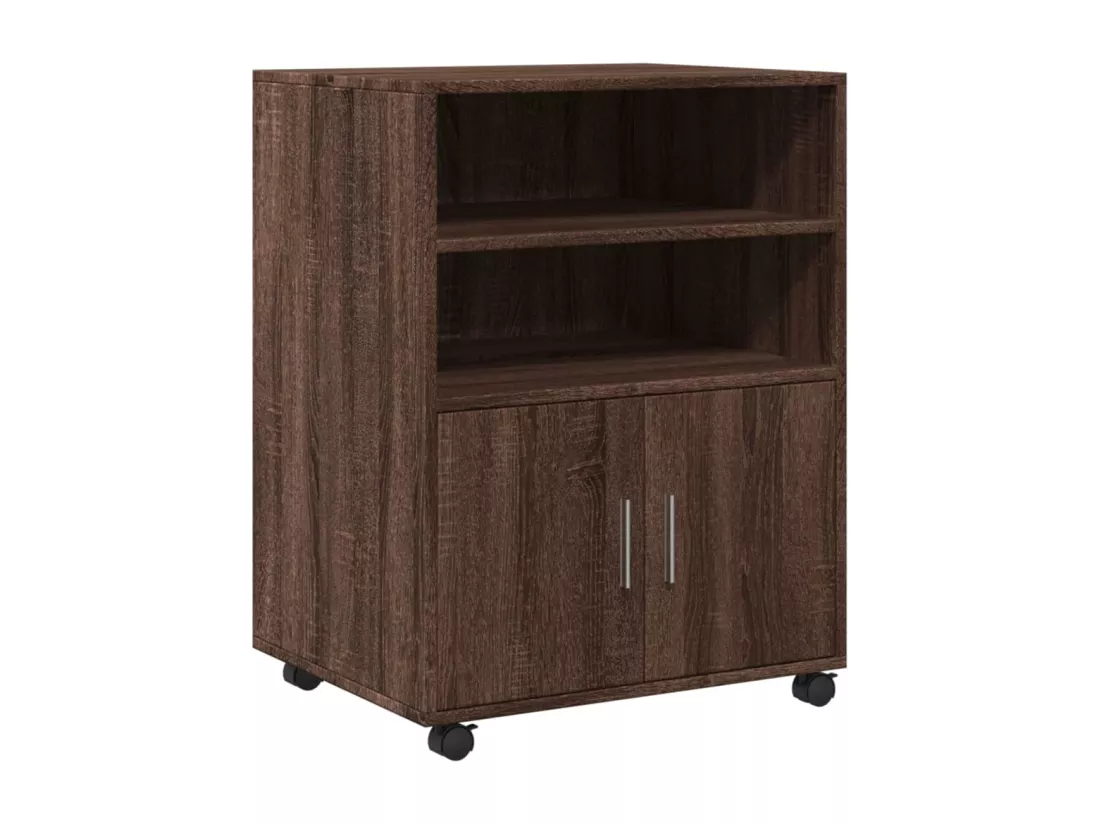 Armoire à roulettes chêne marron 60x48x81 cm bois d'ingénierie