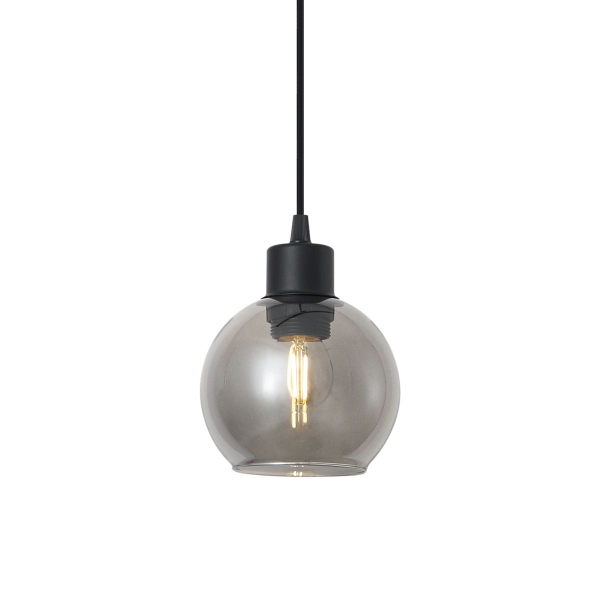Moderne hanglamp zwart met smoke glas voor railsysteem 1-fase - Iconic Lava