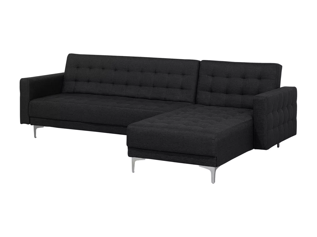 Canapé Angle à droite Convertible en Tissu Gris Graphite Dossier Réglable Aberdeen