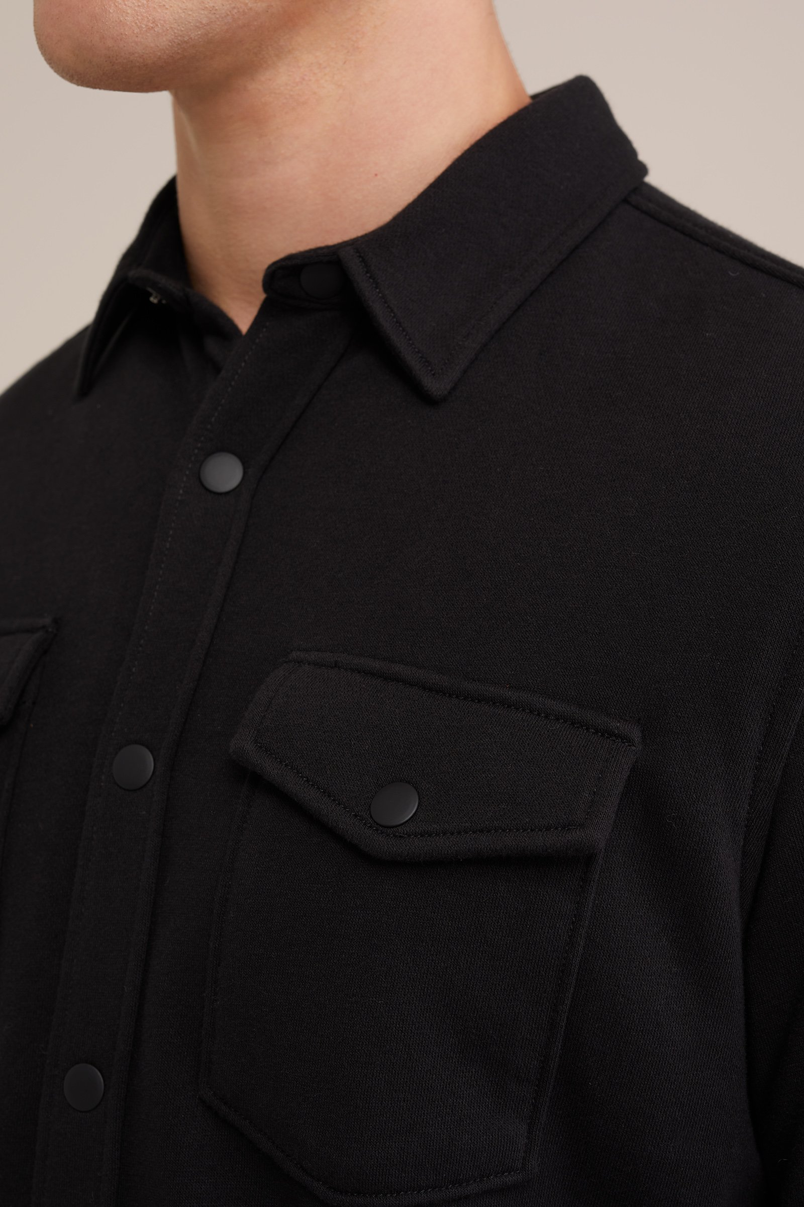 gebreid smart overshirt van katoenmix Fundamentals Zwart