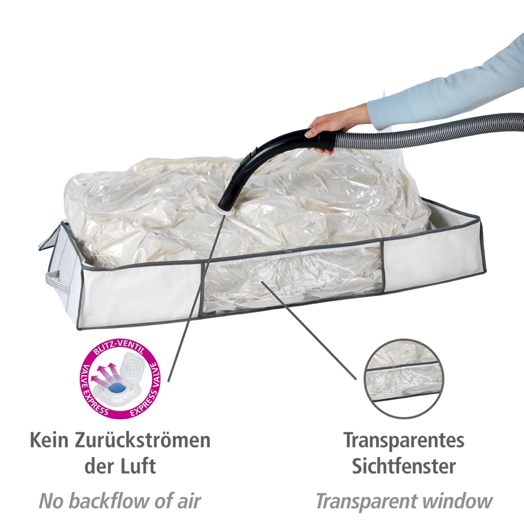 WENKO Unterbettkommode »Vakuum Soft Box XL« integrierte Vakuum-Tasche & Blitzventil, bis zu 75 % Platzersparnis