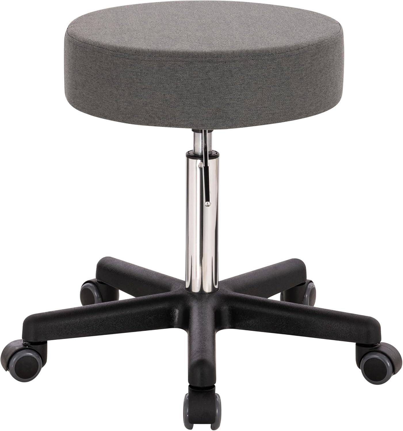 XL Profi Rollhocker höhenverstellbar - 40 cm Sitzbreite - Sitzhöhe bis knapp 70cm - Arzthocker Arbeitshocker Bürohocker Praxishocker Drehhocker Sitzhocker (Stoffbezug grau)