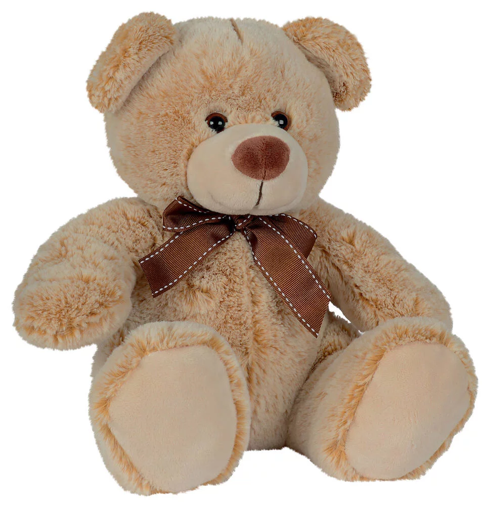 PELUCHE OURS ASSIS AVEC NOEUD 26 CM