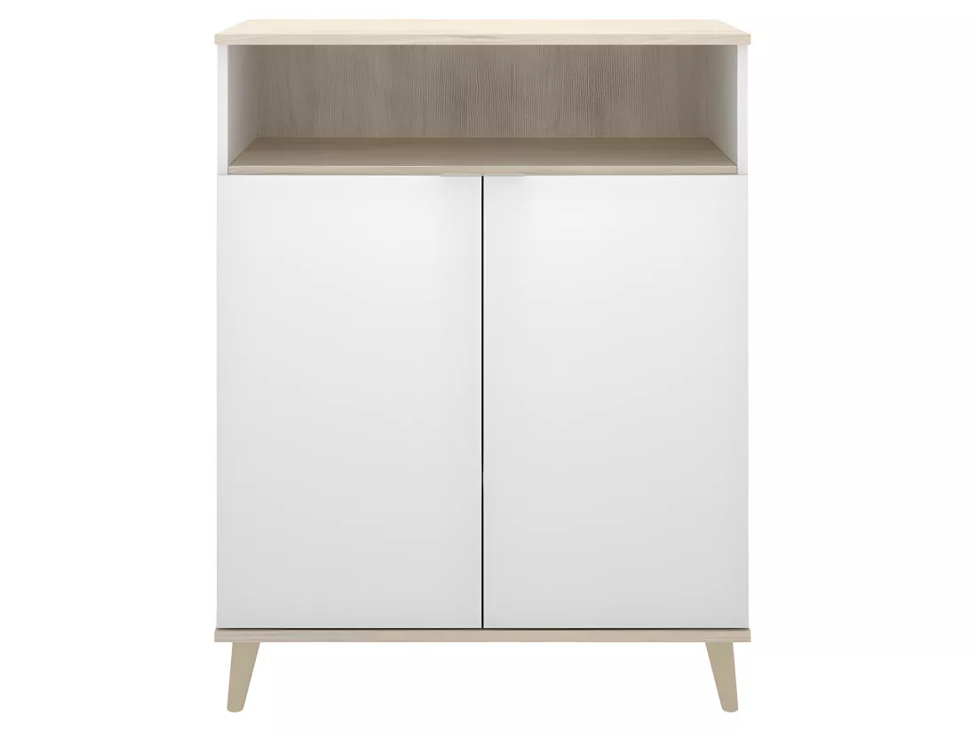 Buffet Meuble de cuisine coloris blanc/naturel - Longueur 79 x Profondeur 40 x Hauteur 102 cm