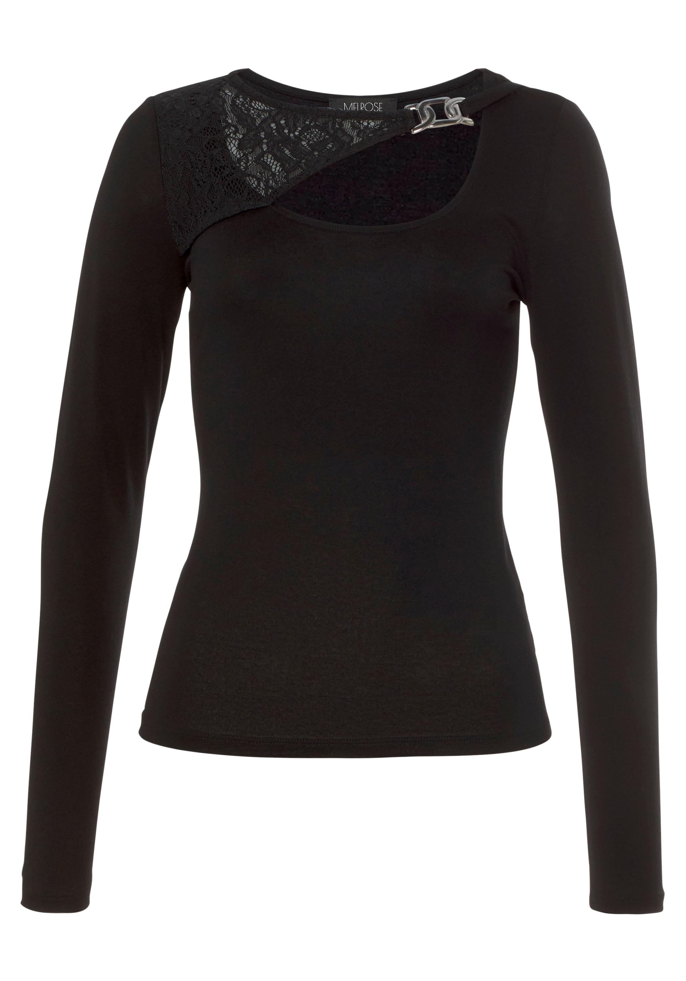 Melrose Langarmshirt , Langarm,  unifarben,  mit Zierschnalle