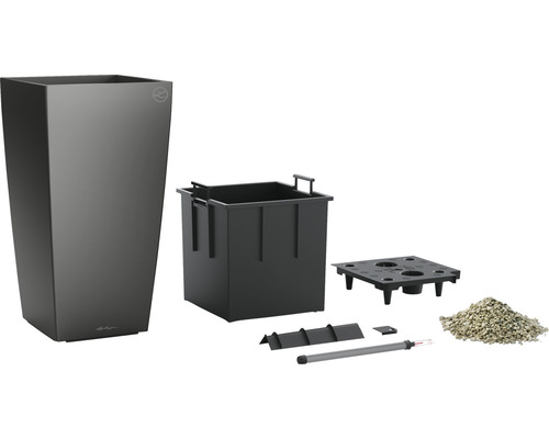 Lechuza Cubico 30 plantenbak complete set H 56 cm antraciet incl. zelfbewateringssysteem, plantenbak, substraat en waterniveau-indicator