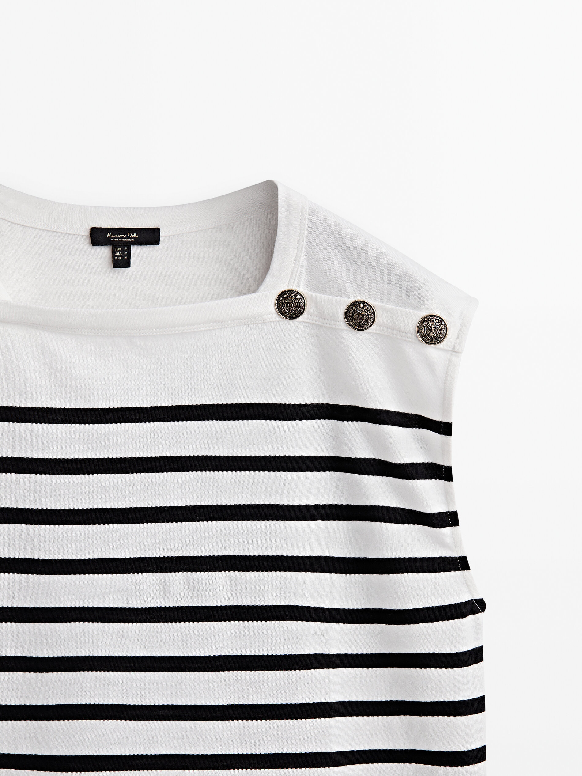 Camiseta rayas algodón botones sin mangas - RAW