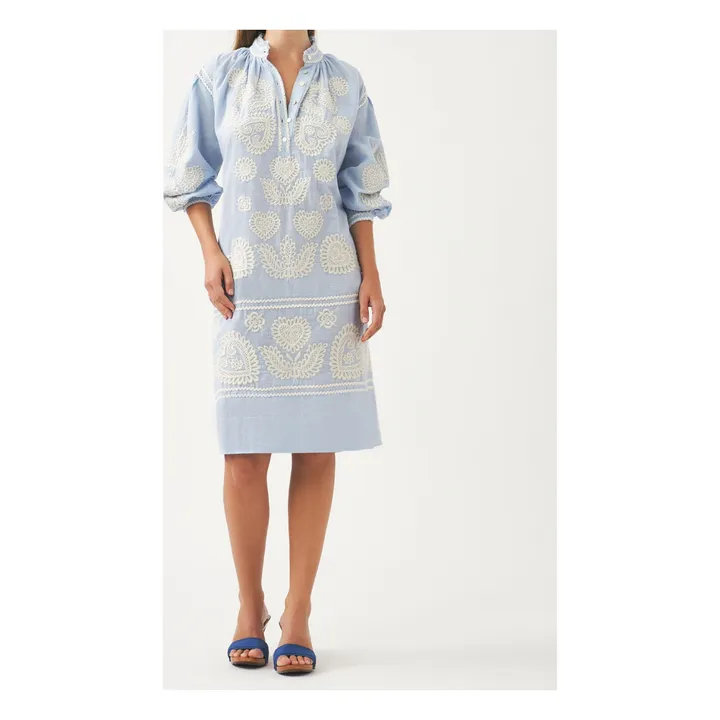 Antik Batik Robe Rony Brodée | Bleu ciel