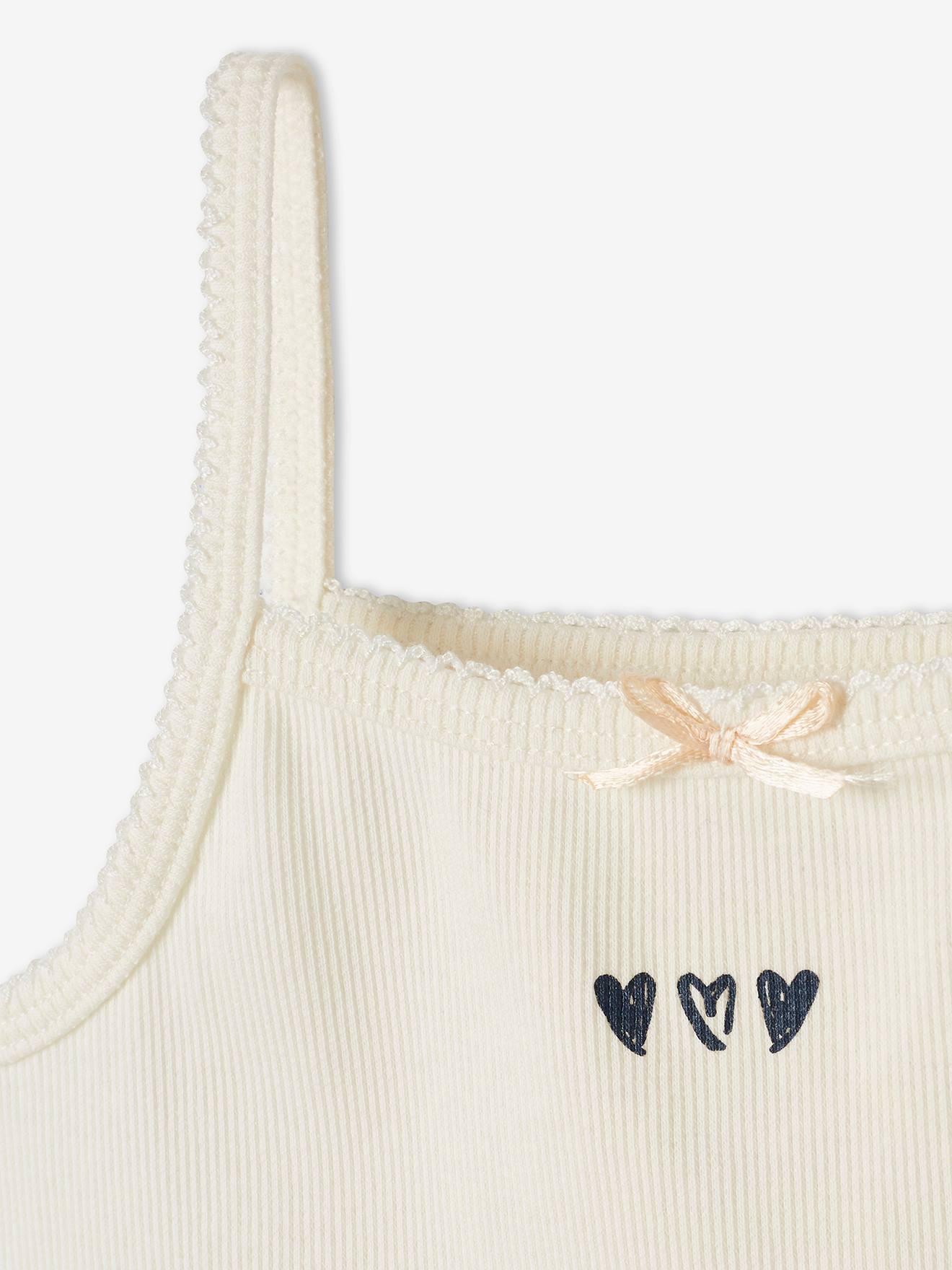 Conjunto de 3 tops estampados para meninas, estampa rosa claro.