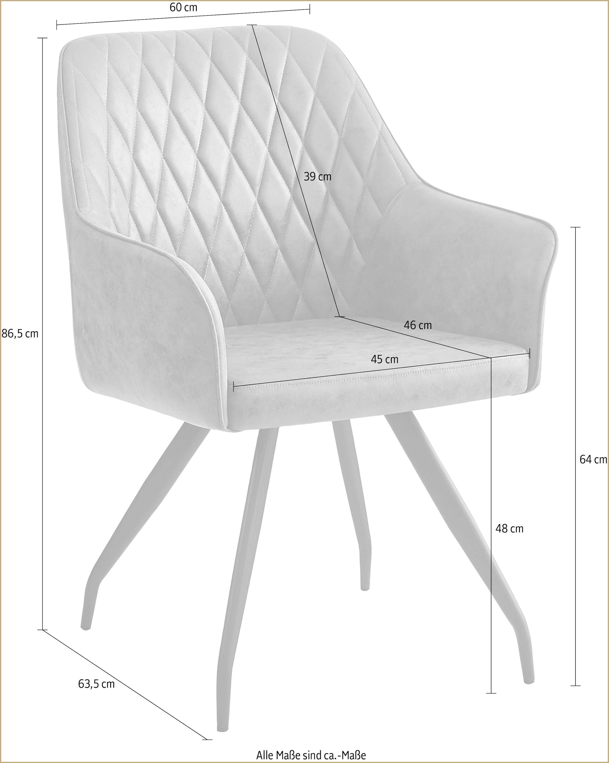 Kayoom Polsterstuhl »Stuhl Amber 225, Eleganter Stuhl mit Steppung« () 1 Stk.Eleganter Stuhl mit Steppung, moderne Eisen-Füsse
