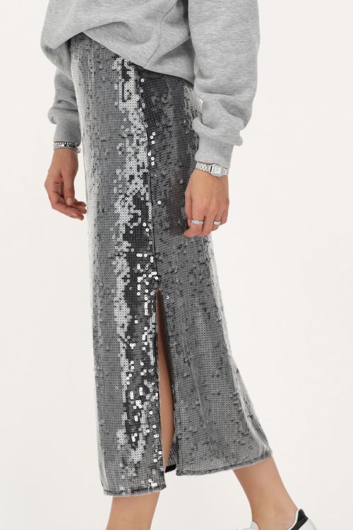 Zwarte midi rok met pailletten