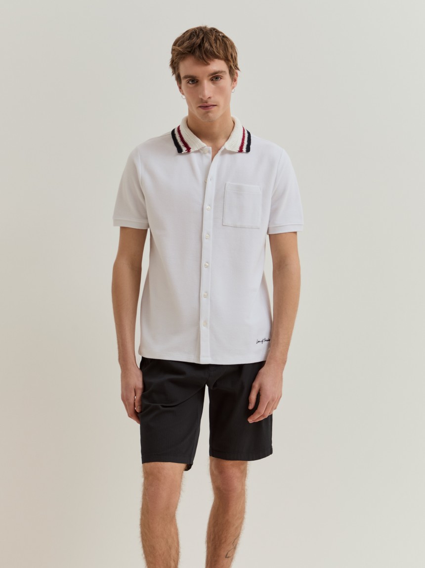 Polo camisa de manga curta em algodão