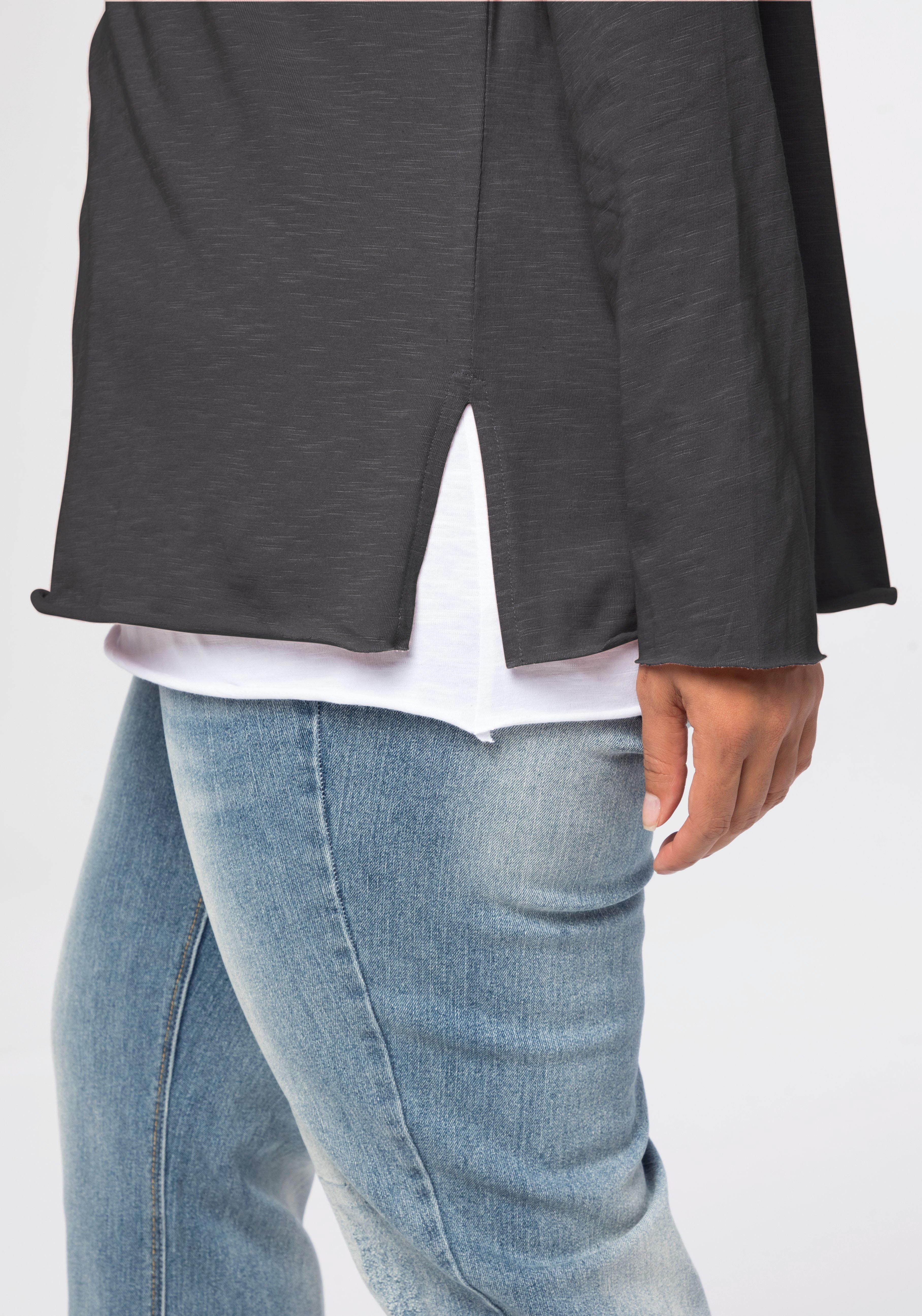Langarmshirt im Layeringlook, mit Rollkanten