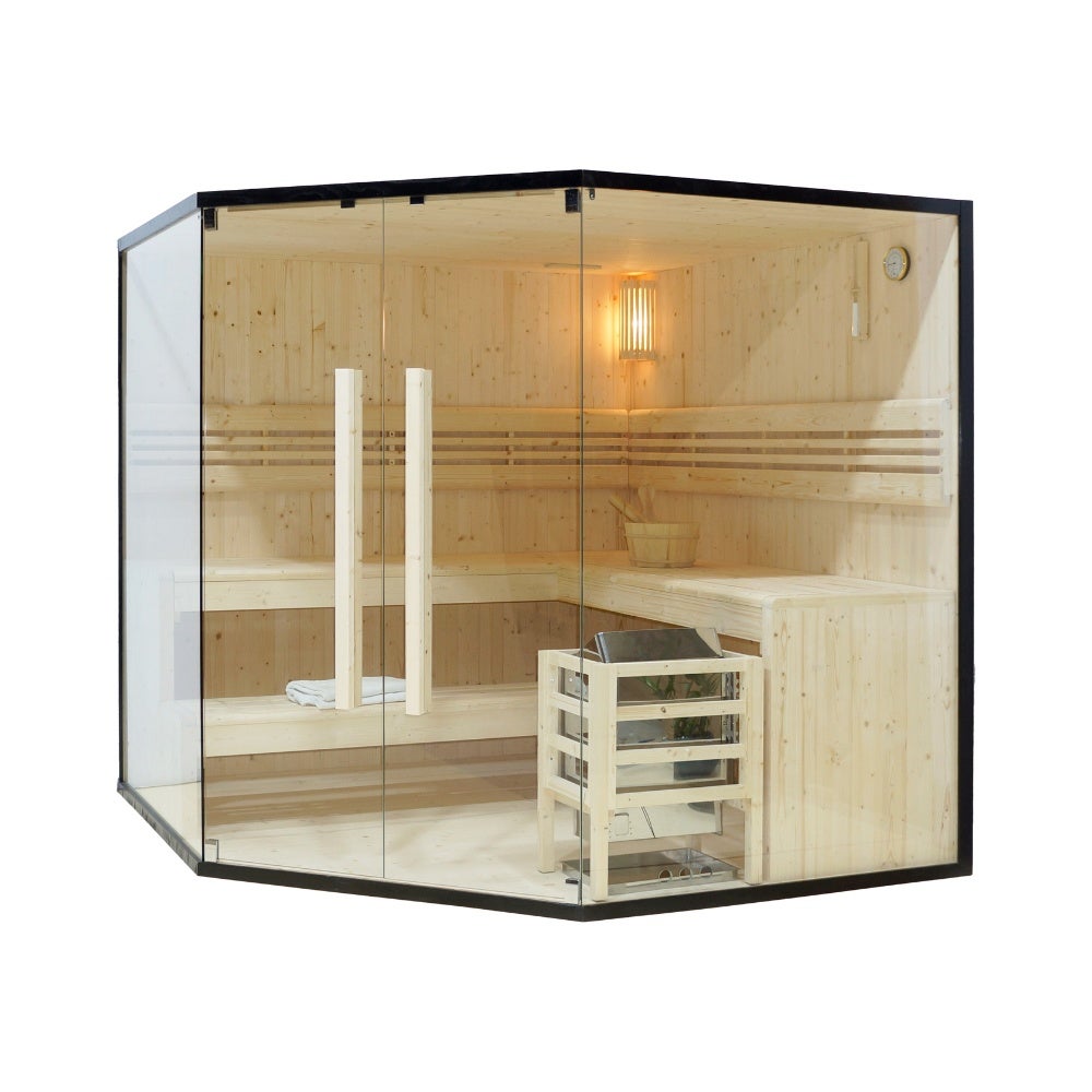 Home Deluxe - Traditionele Sauna - Shadow XL BIG - 200 x 200 x 190 cm - voor 6 personen - sparrenhout, incl. saunakachel | stoomsauna | opgietsauna