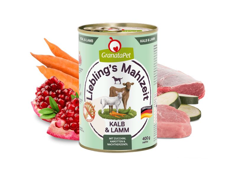 GranataPet Nassfutter Liebling's Mahlzeit Kalb & Lamm 400 g Alleinfuttermittel für ausgewachsene Hunde