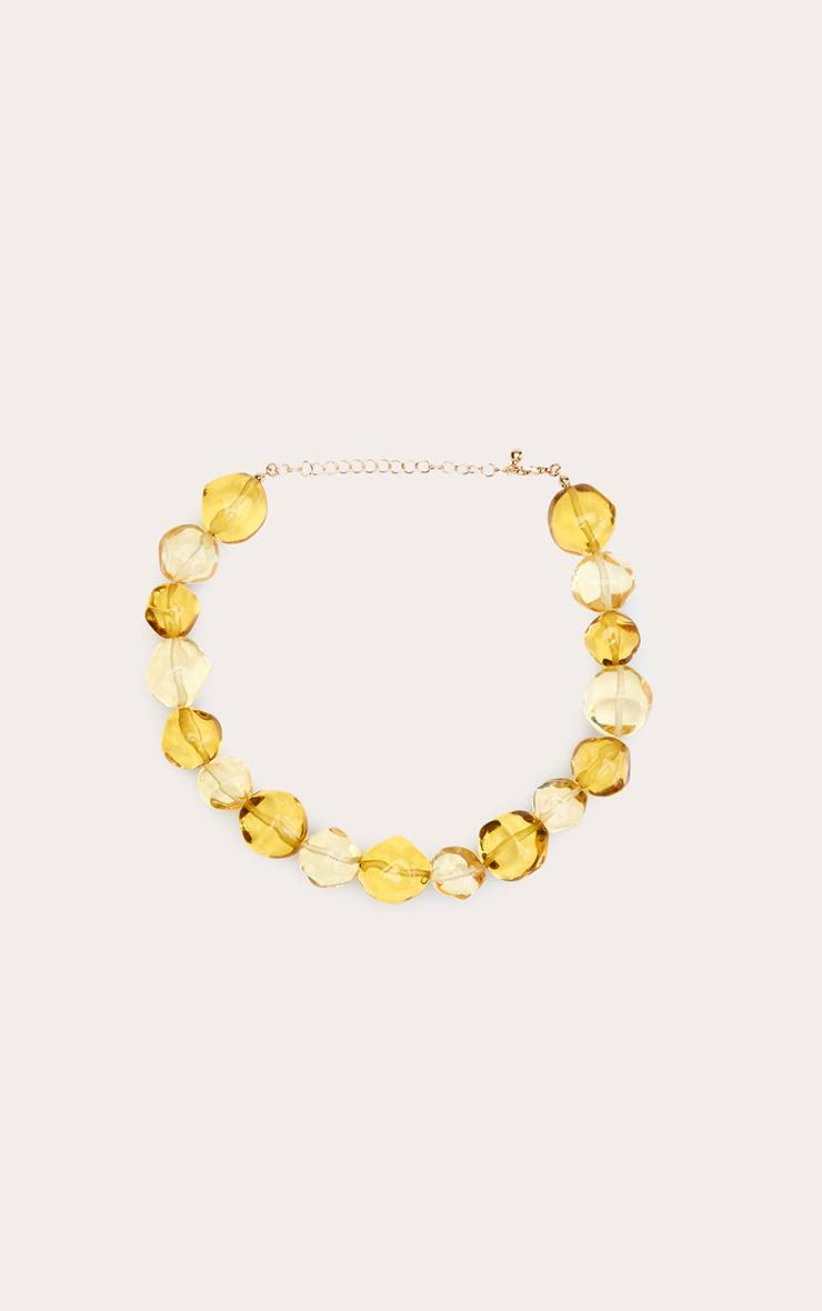 Vert Olive Collier Texturé En Résine À Grosses Perles