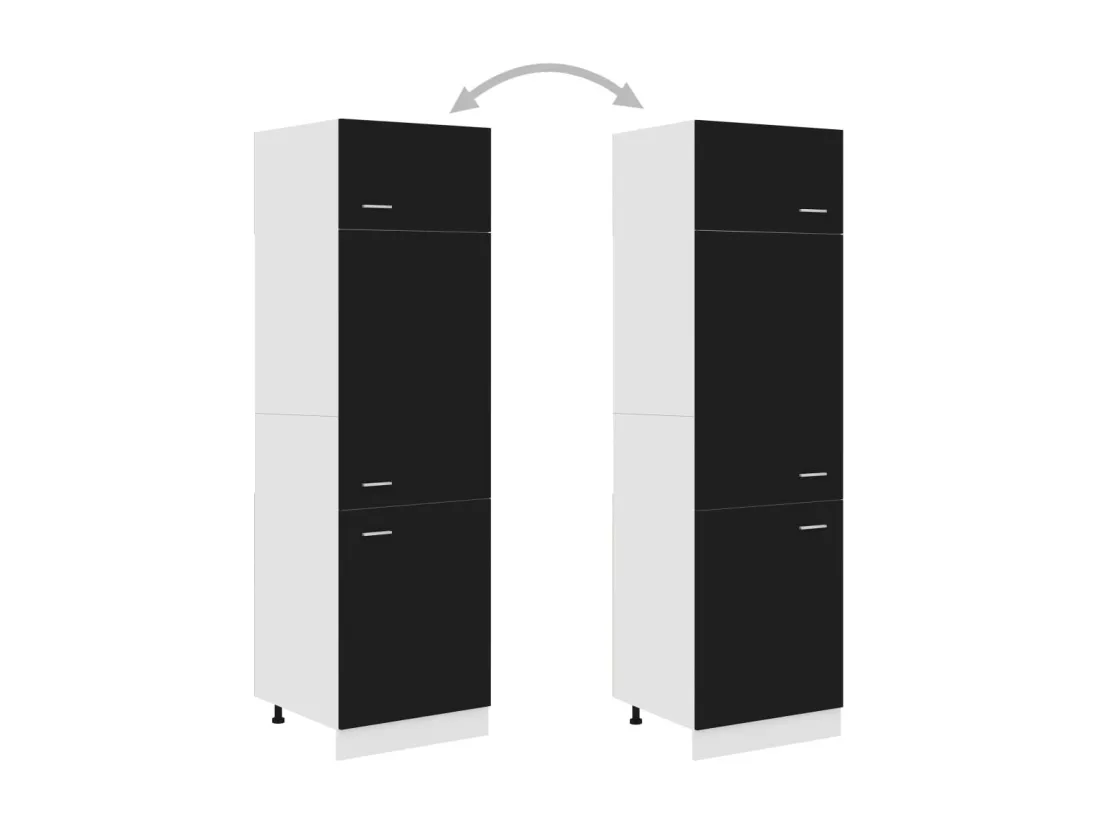 Armoire réfrigérateur Noir 60x57x207 cm Bois d'ingénierie