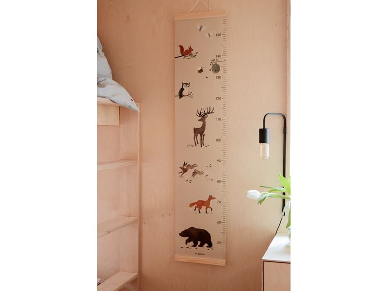 Filibabba Messlatte für Kinder Waldtiere Wachstumsdiagramm zum Aufhängen mit Tiermotiven
