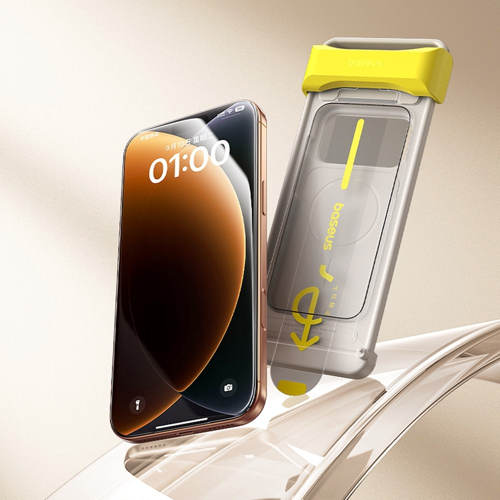 iPhone 17 Pro Vollbild Display Schutzglas mit Rahmen   Montagerahmen
