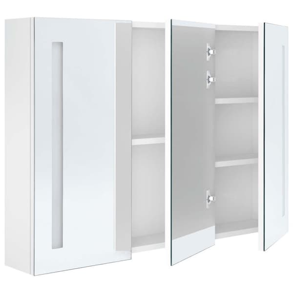 vidaXL LED-speilskap til bad 89x14x62 cm skinnende hvit