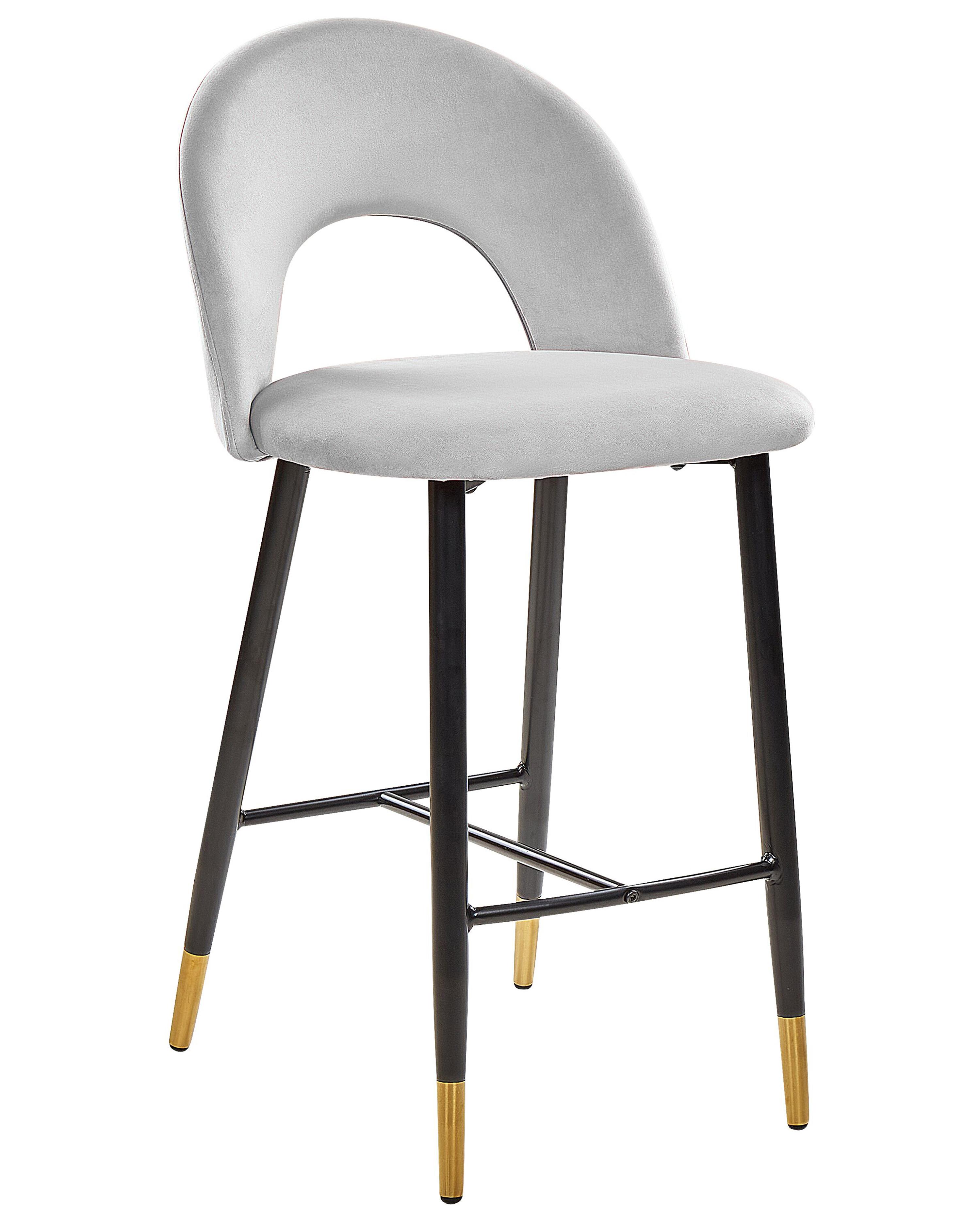 Set van 2 barstoelen FALTON Fluweel Grijs