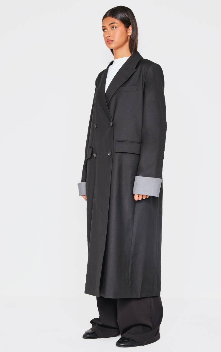 Noir Trench-coat Avec Finitions Tailleur