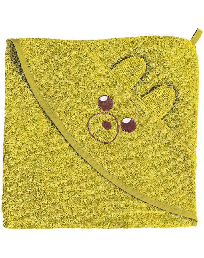 Kapuzenhandtuch FLIPS DER BÄR (100x100) in apfelgrün