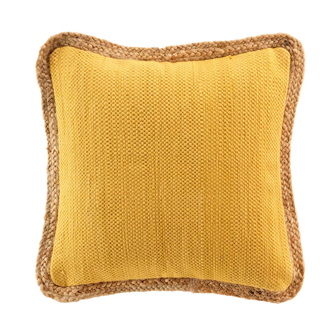 Coussin carré jute et coton (45 x 45 cm) Akina Jaune ocre