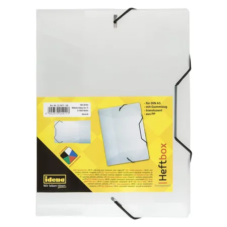 Idena Heftbox A5, Gummizug, PP, transparent, Stärke ca. 0,7mm