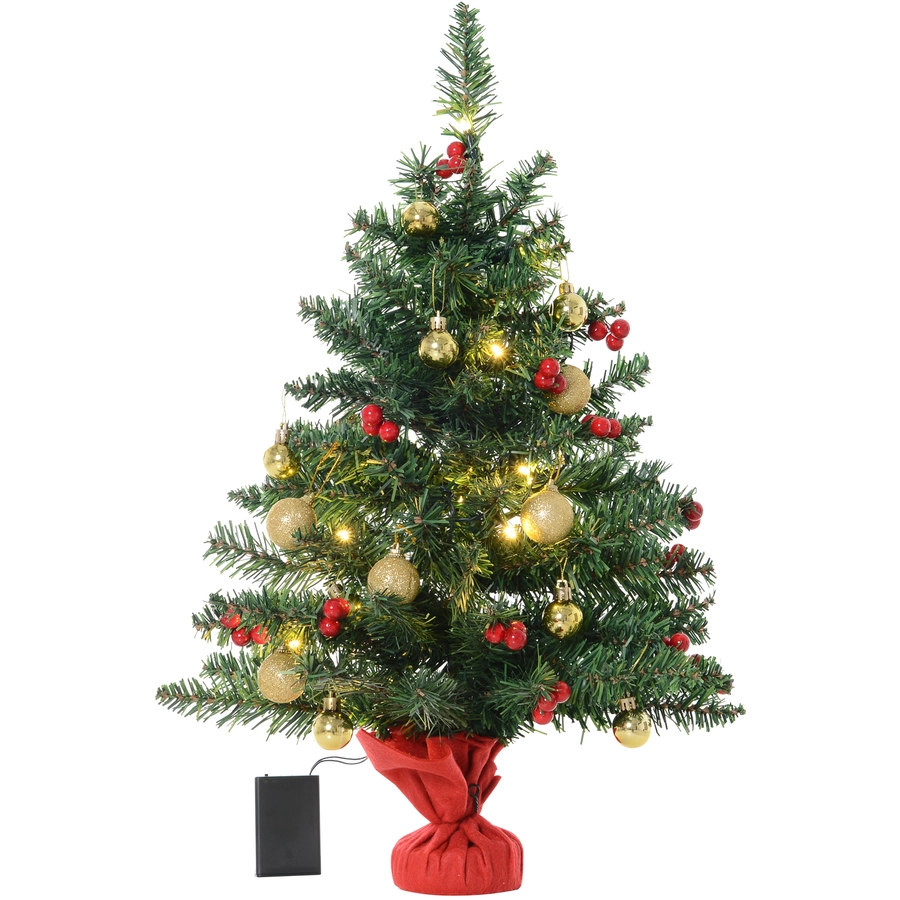 HOMCOM Christbaum mit Stechpalmenbeeren grün, rot, gold