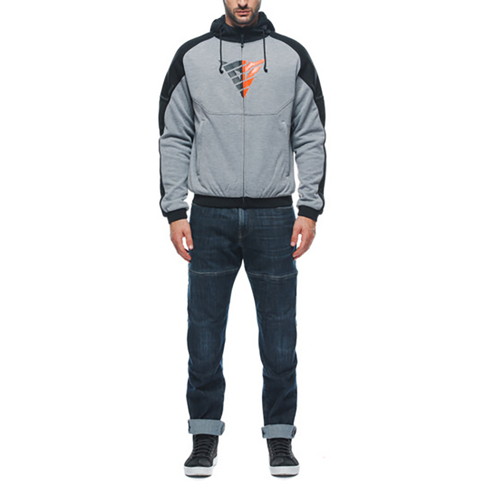 Dainese - Sweat Daemon-x Safety Full Zip Gris / Noir / Rouge fluo