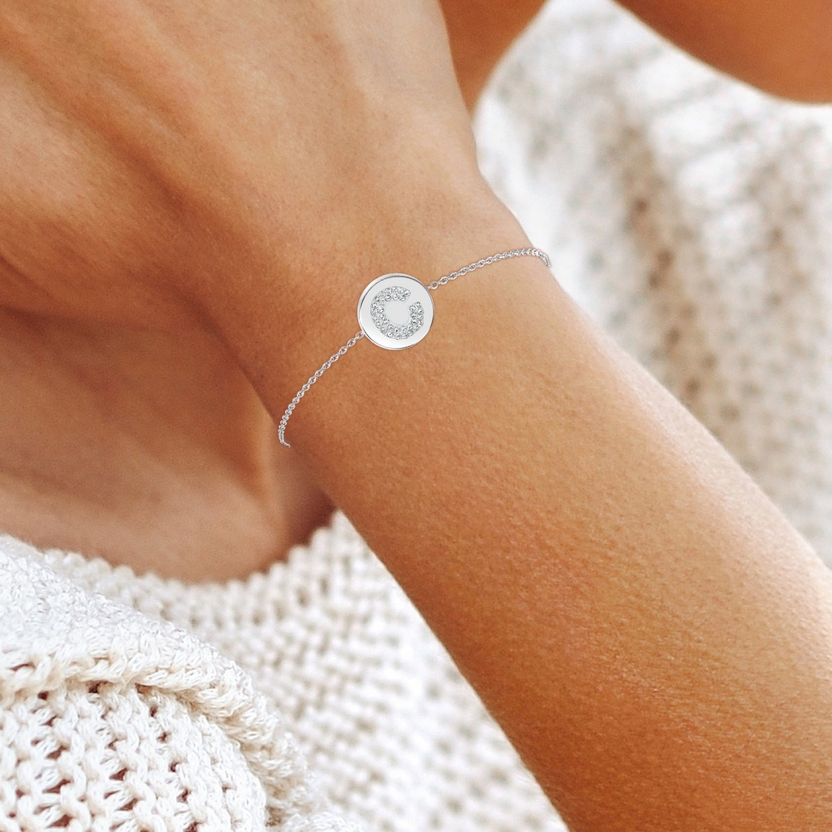 Bracelet alphabet lettre C SC Crystal