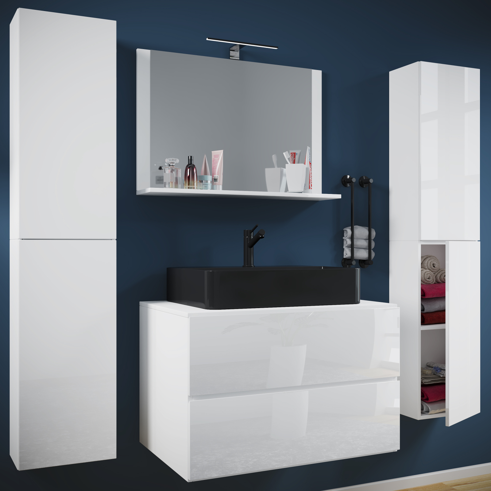 5-teiliges Badmöbel-Set LENDAS BL XL - weiß - 80 cm