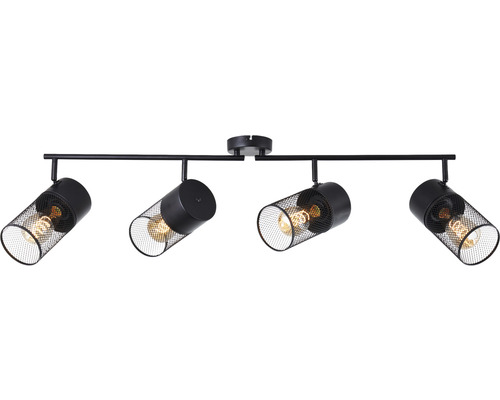 Plafondspot, 4-lichts, B 108 cm, zwart