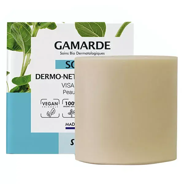 Barra de limpeza facial e para olhos orgânica Gamarde Dermo-Solide 48ml
