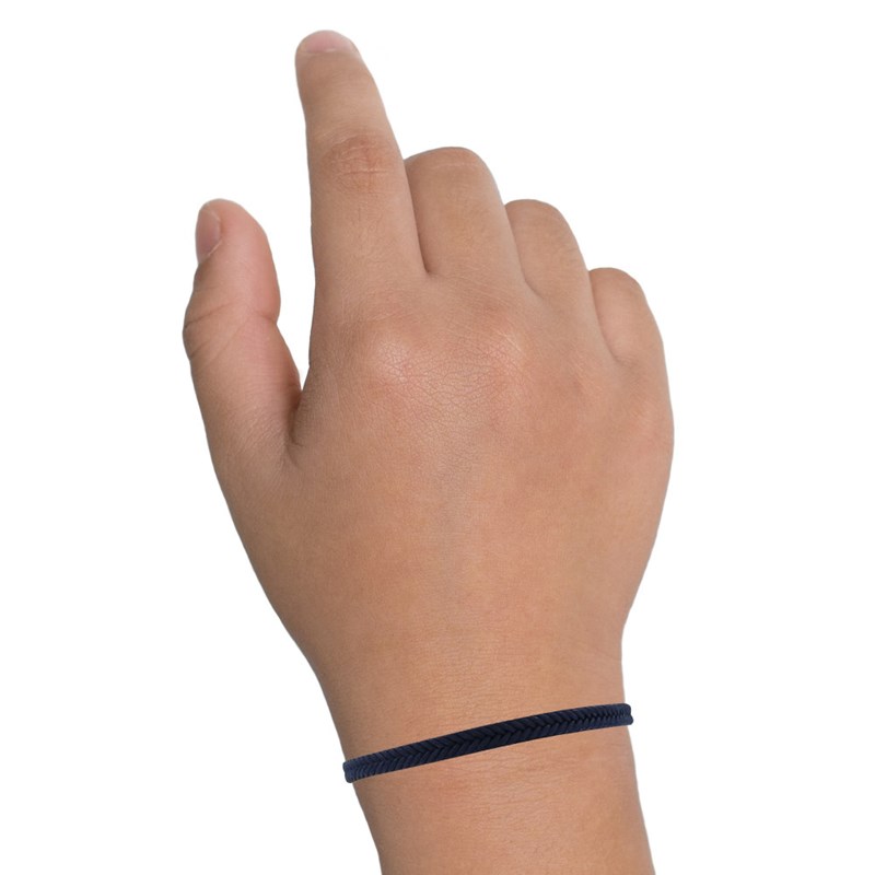 Bracelet Enfant Tresse en Coton Bleu Foncé