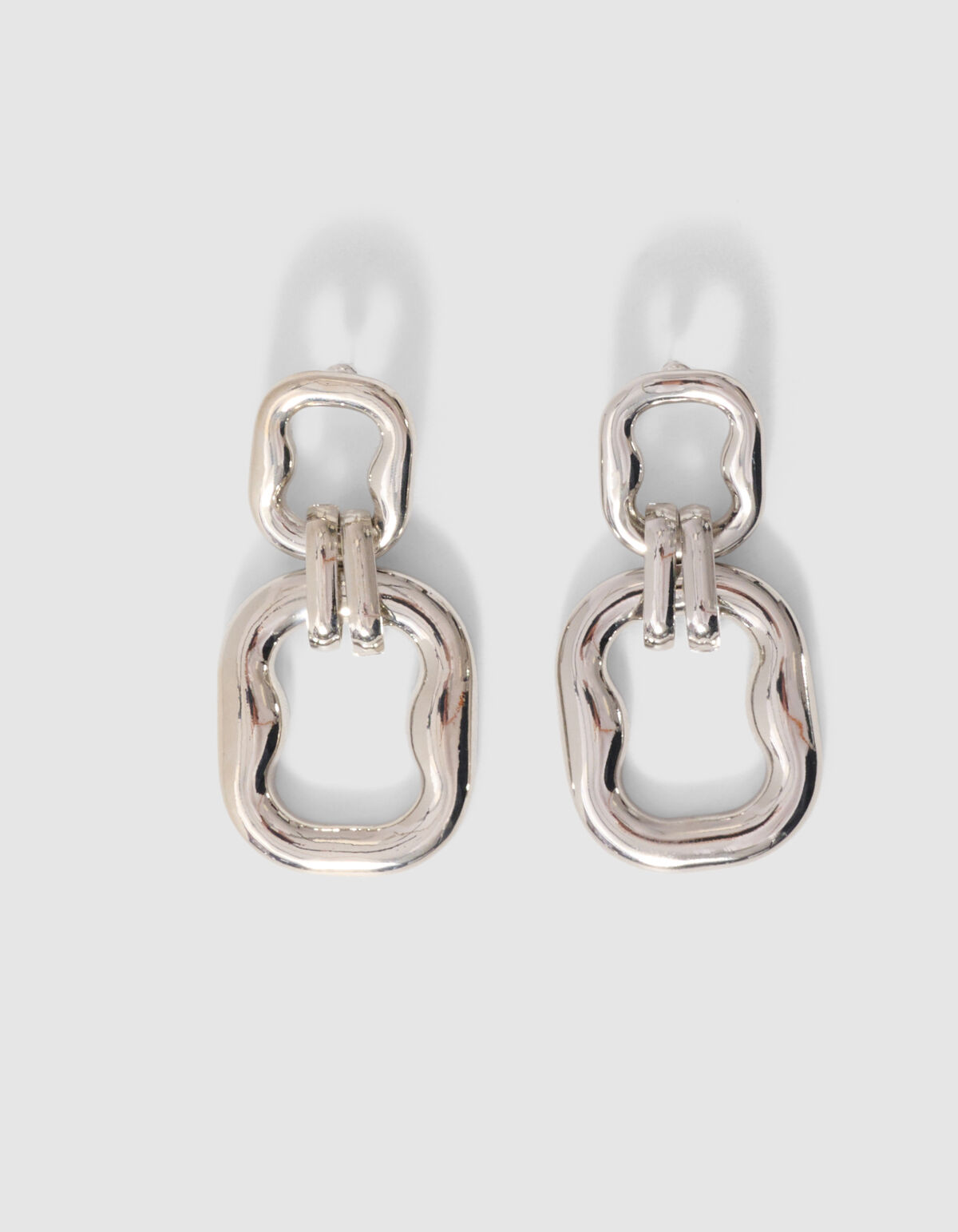 Double Squared Oorbellen Zilver