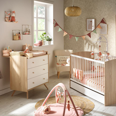 Chambre DUO Lit 70x140 Commode ACCESS Blanc Bois - SAUTHON