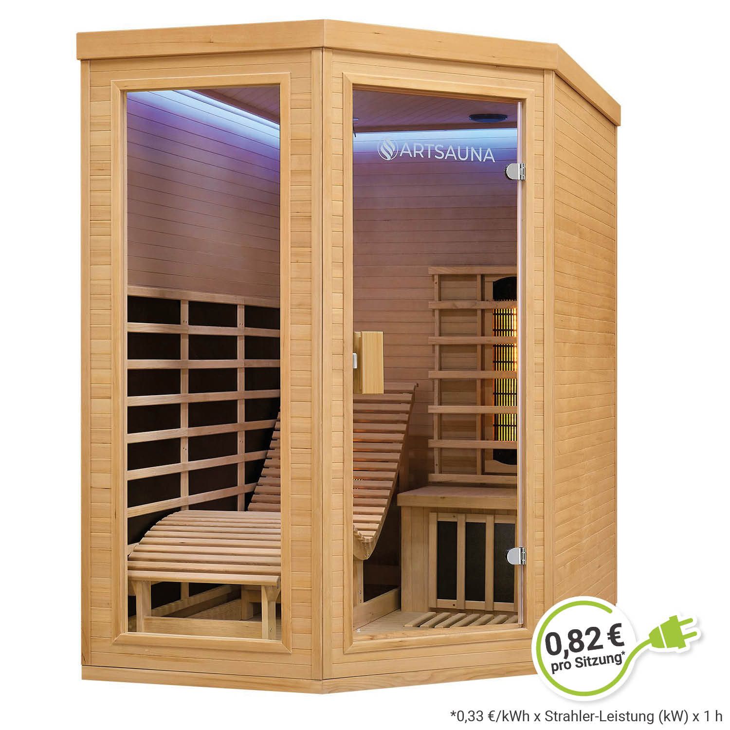 Artsauna Infrarotkabine Wärmekabine Kolding mit Triplex-Heizsystem & Hemlockholz