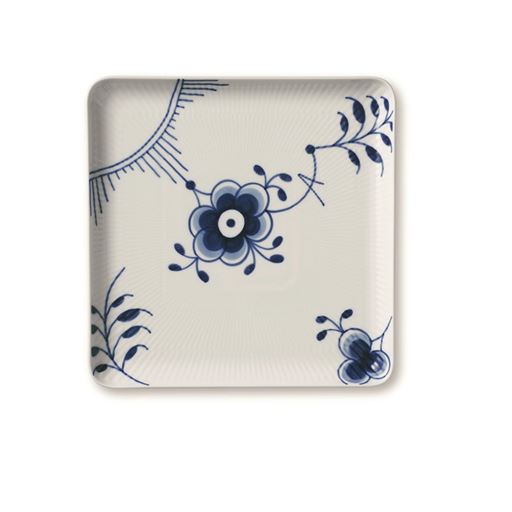 Royal Copenhagen Blå Mega Riflet Firkantet Serveringsfad, Blå, 20x20 cm