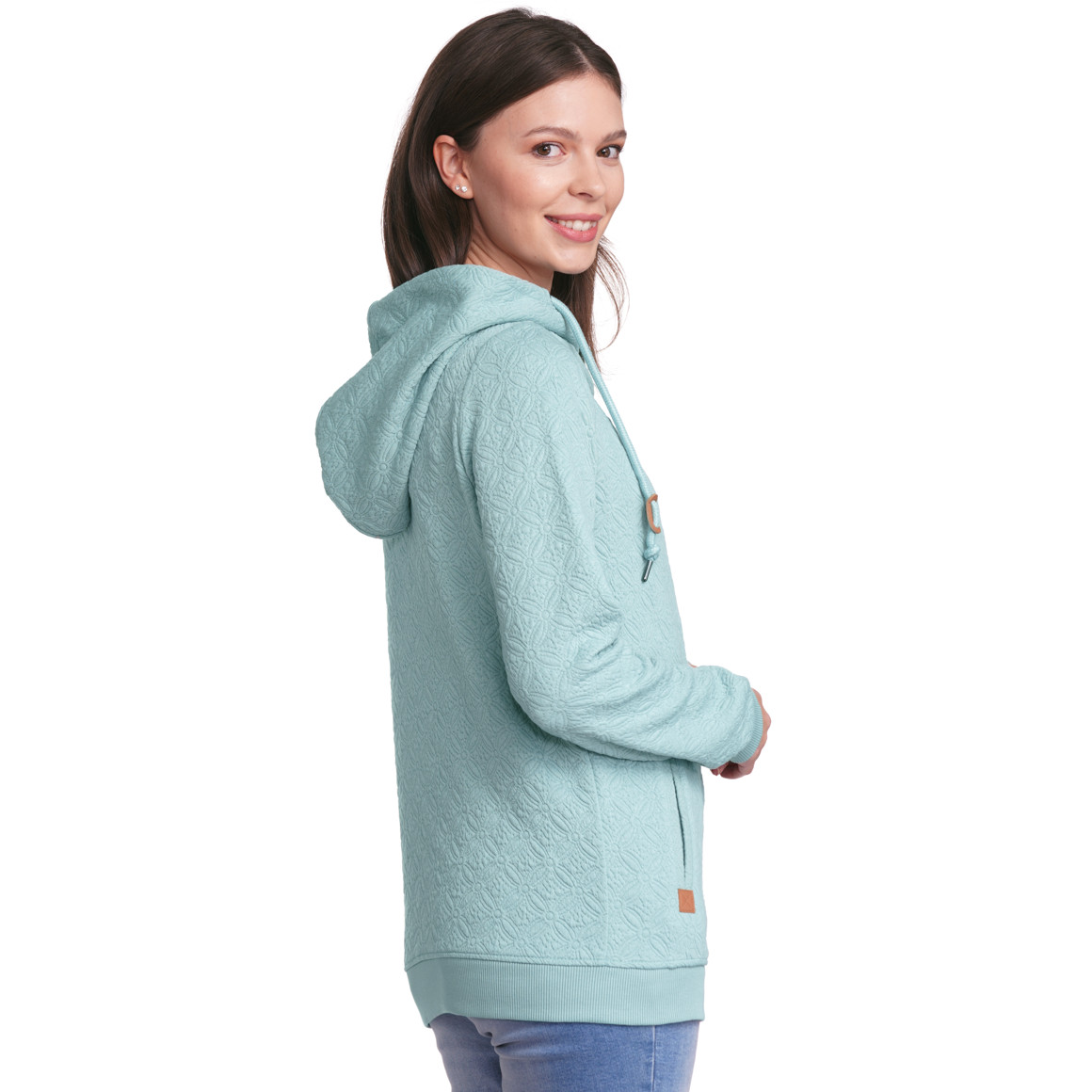 Gina Damen Hoodie mit Strukturmuster türkis