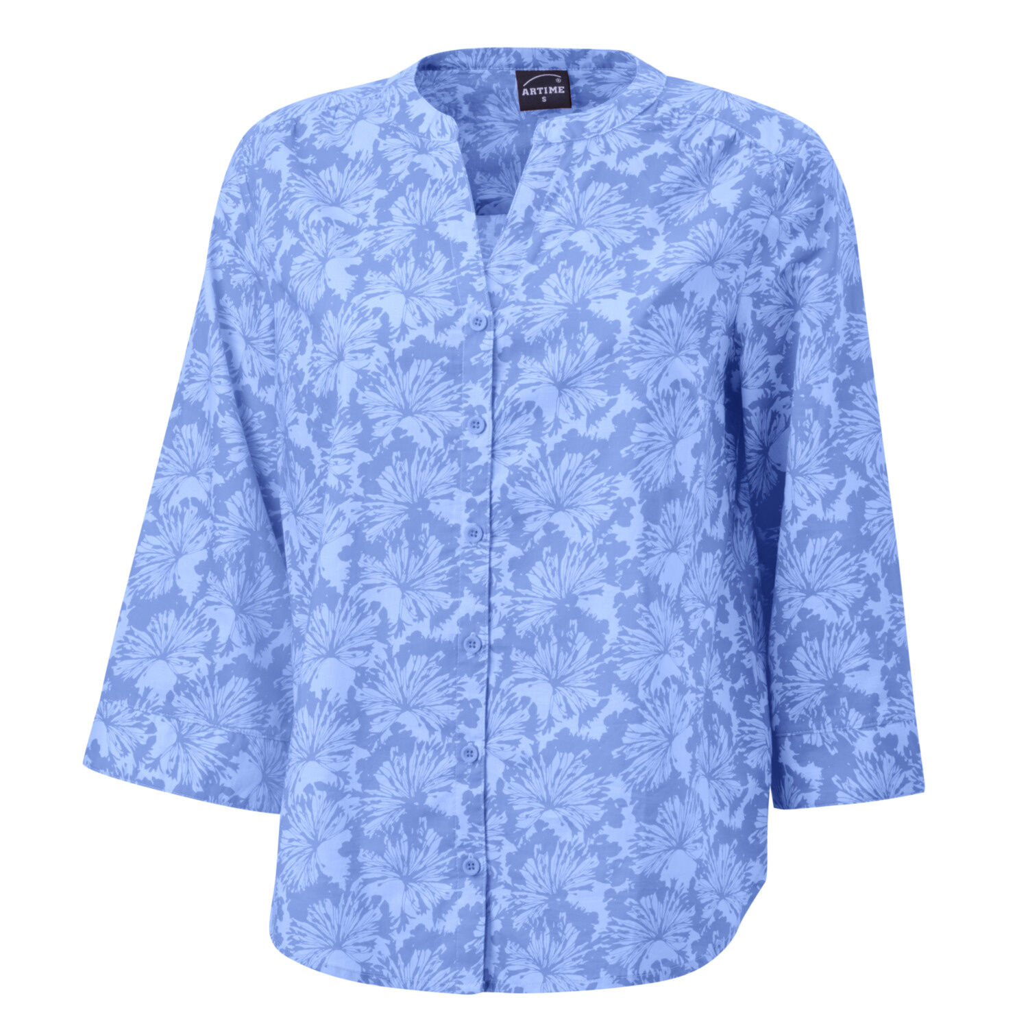 Baumwollbluse mit 3/4 Ärmeln und Allover-Print