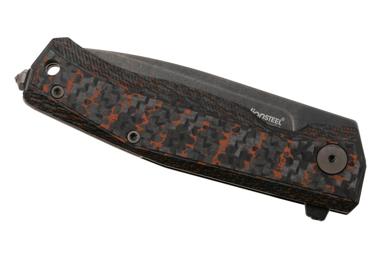 LionSteel Myto MT01-MC-SS CPM MagnaCut, Old Black Snake Skin FatCarbon zakmes, Molletta design