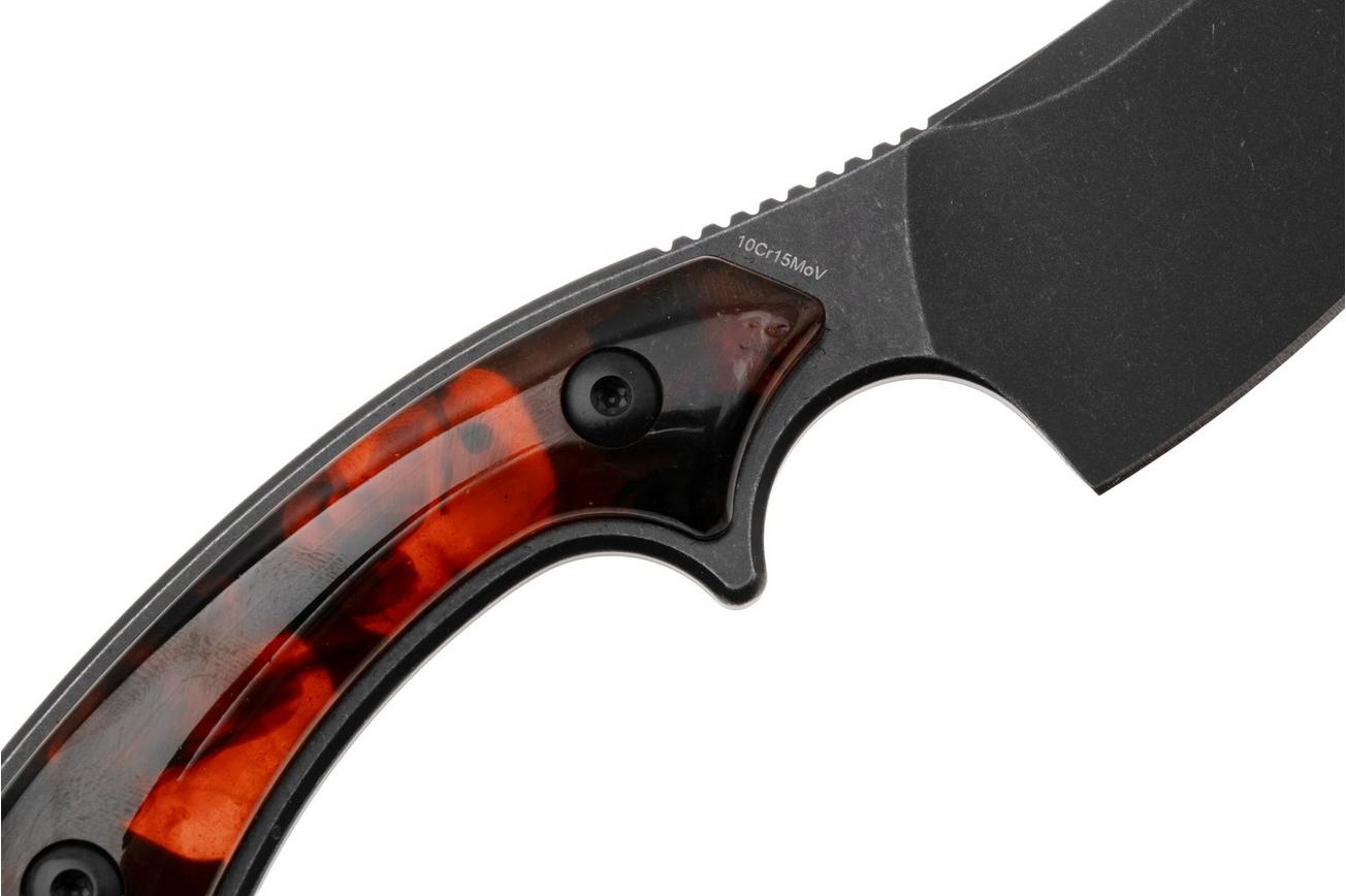 QSP Knife Viper QS166-C2 Blackwashed 10Cr15MoV, Tortoise Resin, vaststaand mes