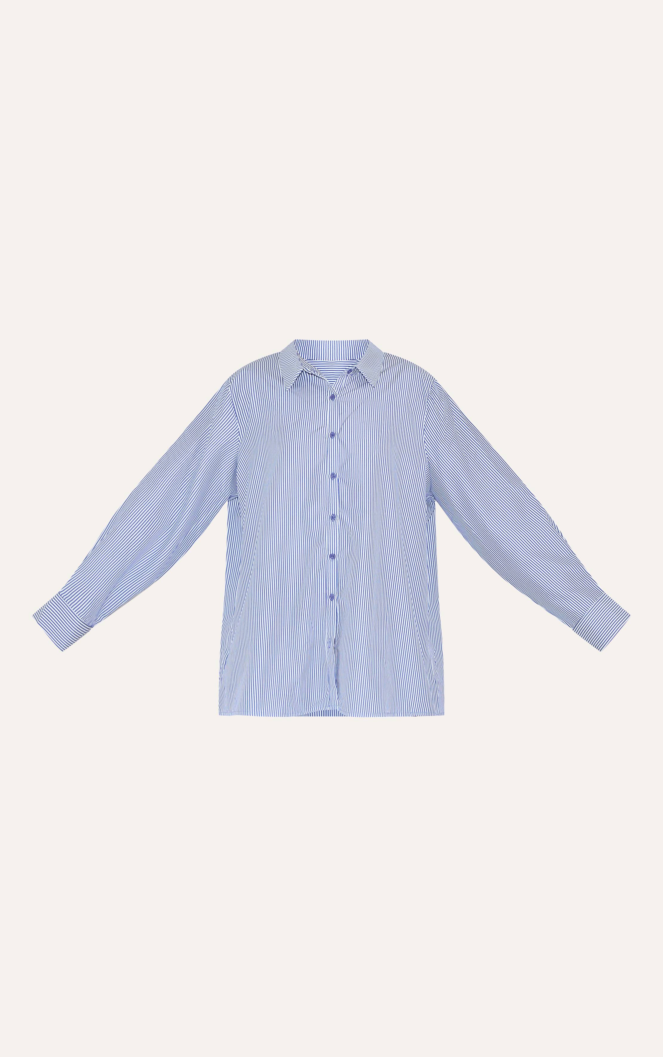 Bleu Chemise Légère Oversize À Rayures