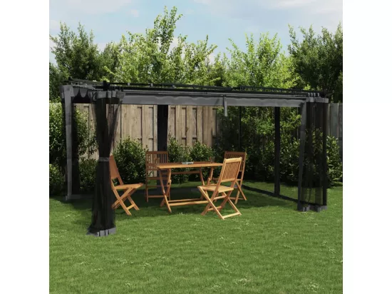 Tonnelle avec parois en filet anthracite 4x3 m acier